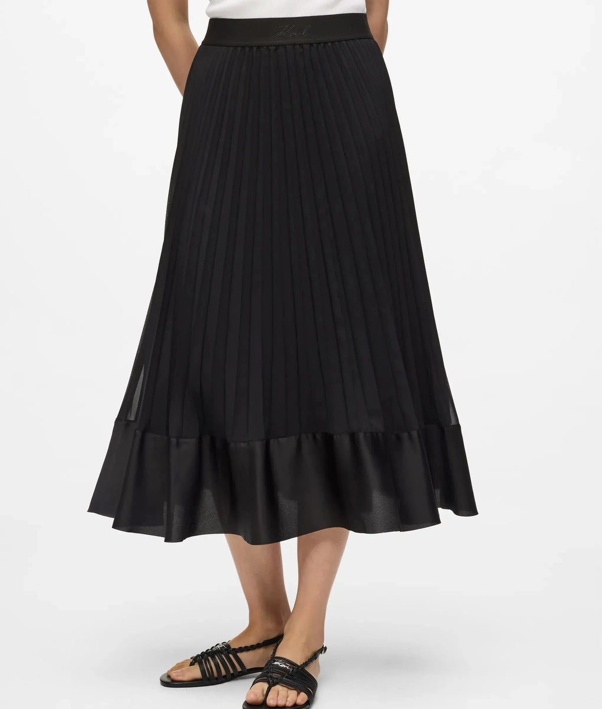 Satin pleated skirt