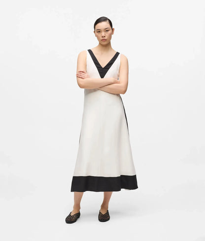 Monochrome linen blend dress