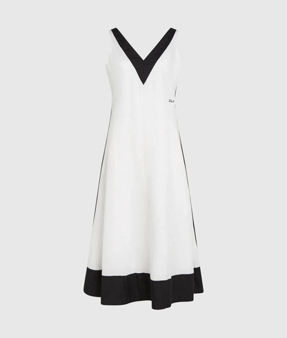 Monochrome linen blend dress