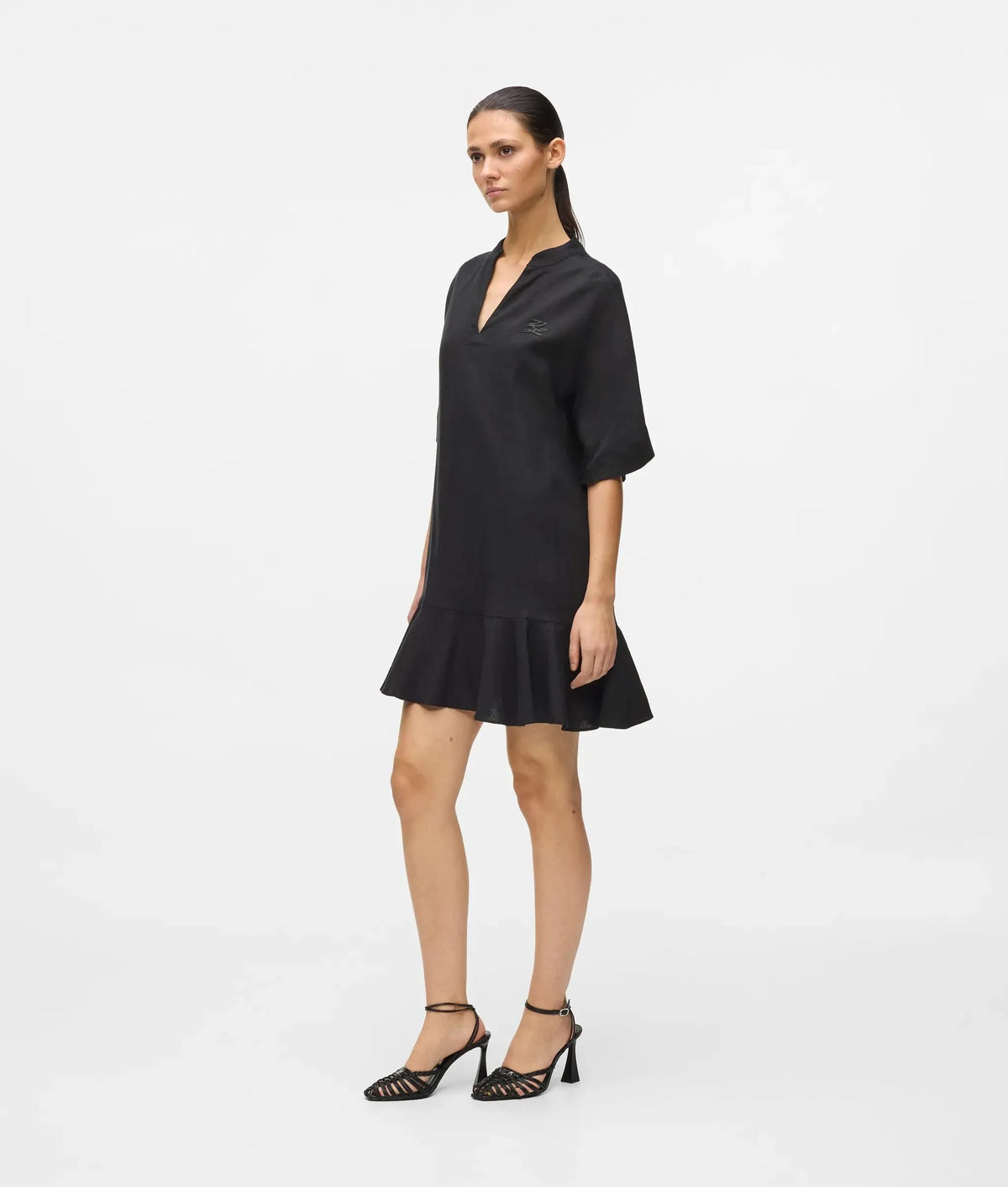 Linen blend shift dress