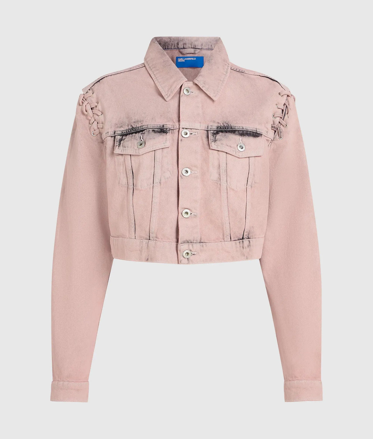 Lace tie denim jacket