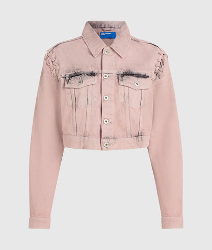 Lace tie denim jacket