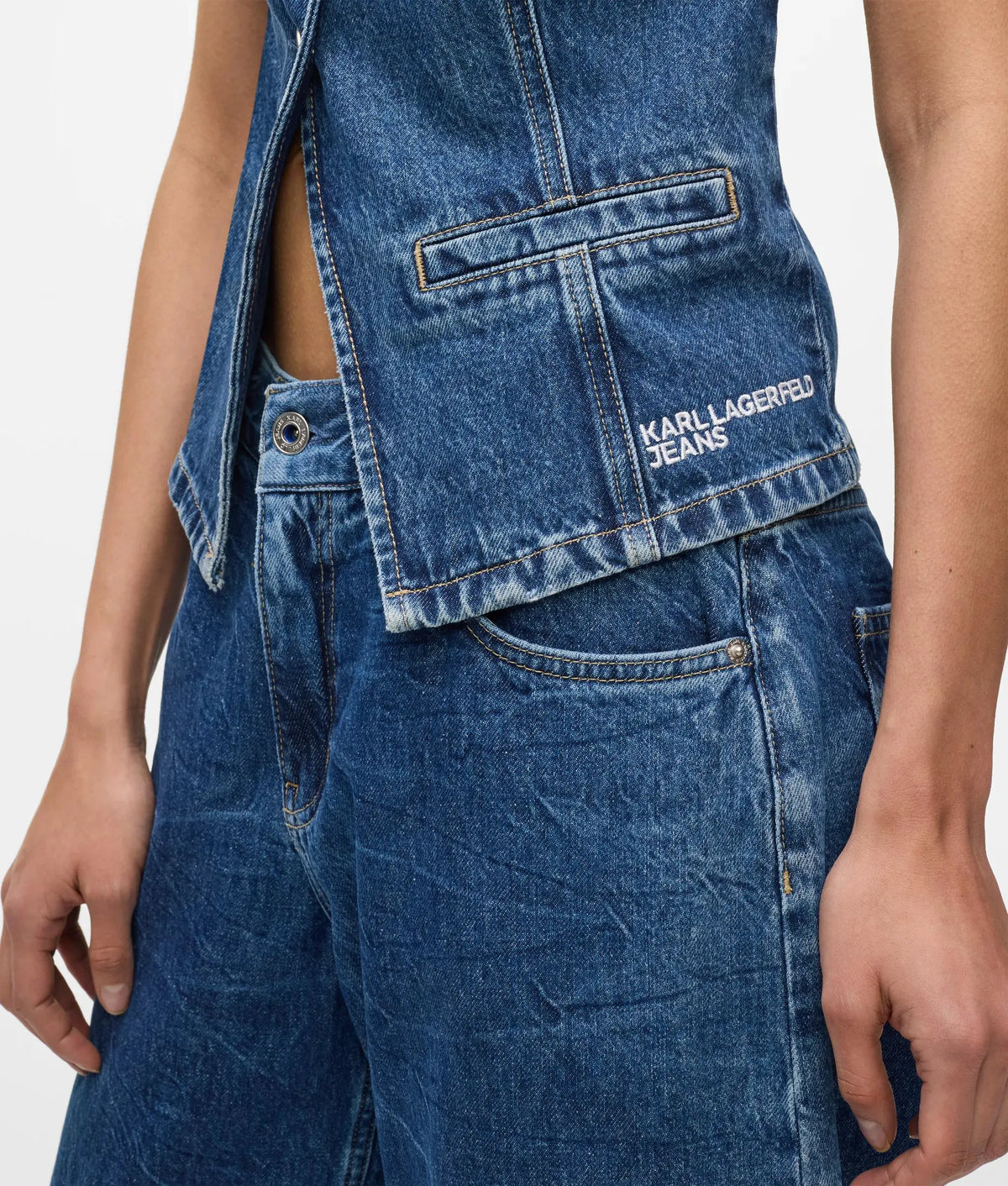Fitted denim waistcoat