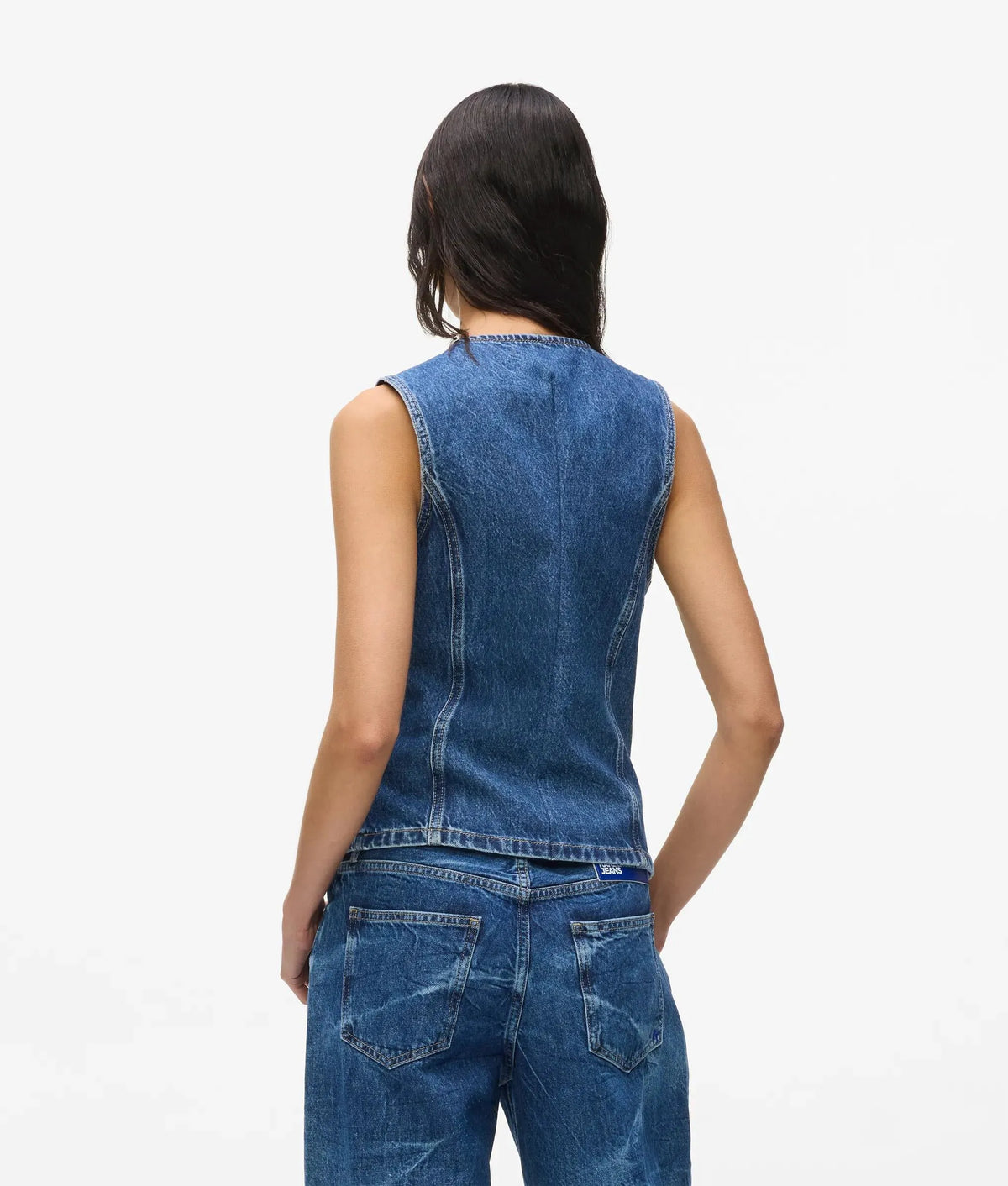 Fitted denim waistcoat