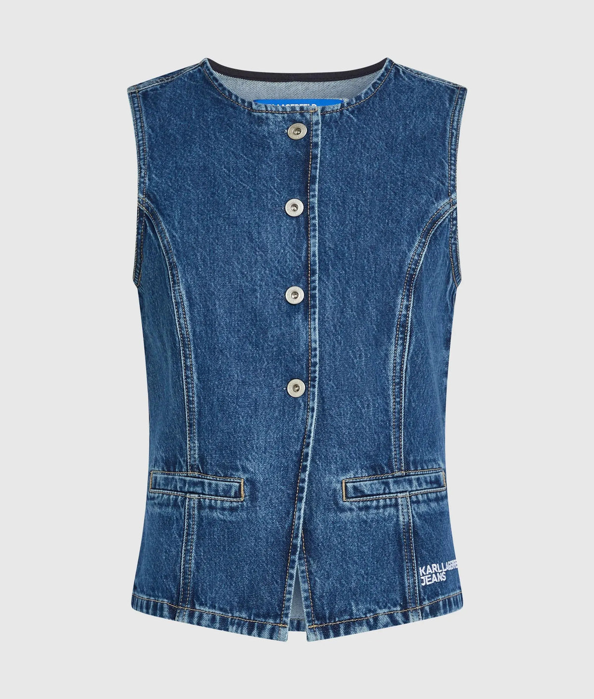 Fitted denim waistcoat