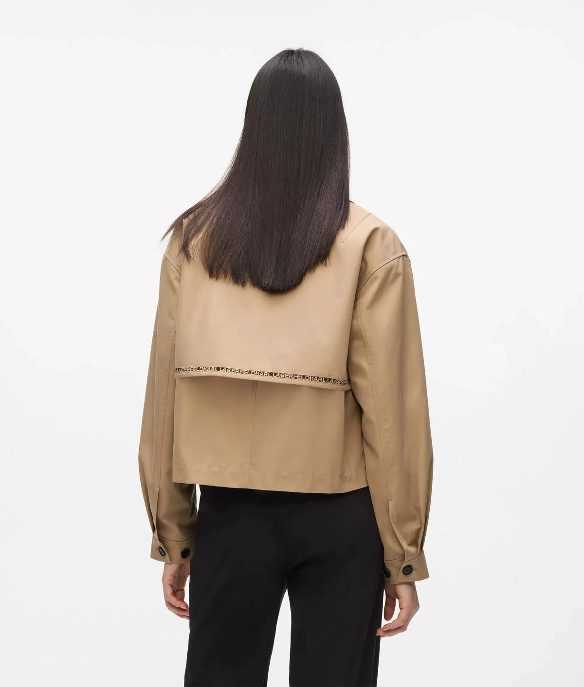 Cut-out embroidery short trench coat