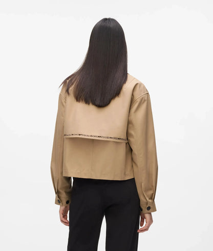 Cut-out embroidery short trench coat