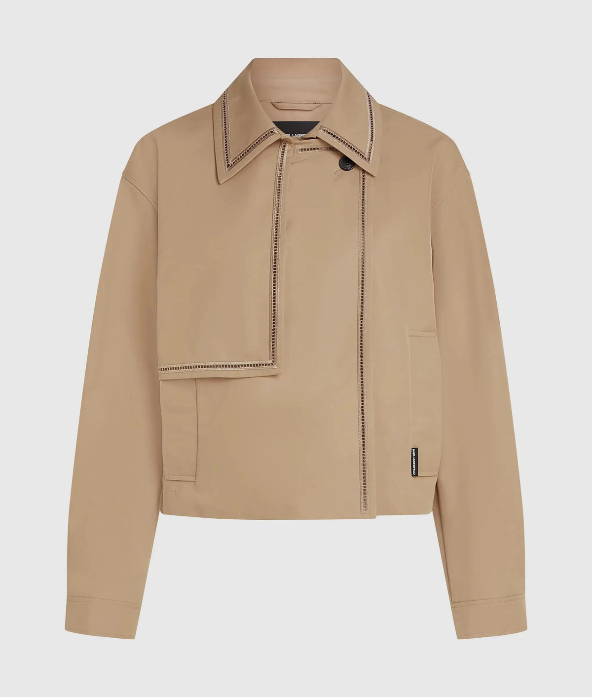Cut-out embroidery short trench coat