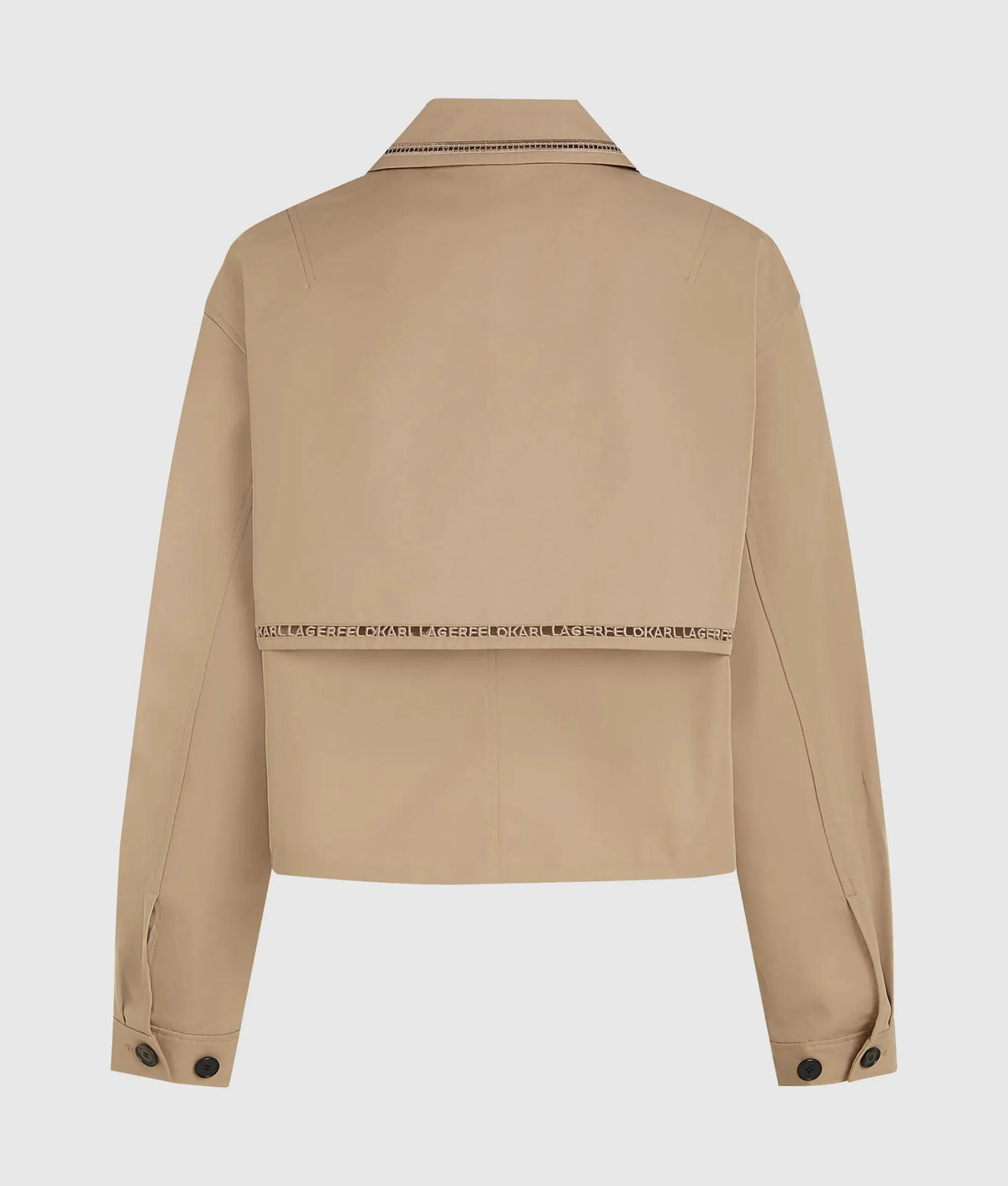 Cut-out embroidery short trench coat