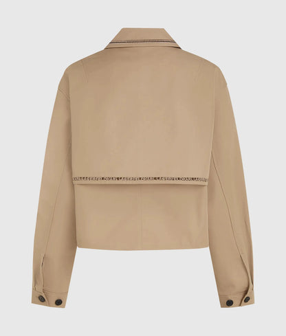 Cut-out embroidery short trench coat