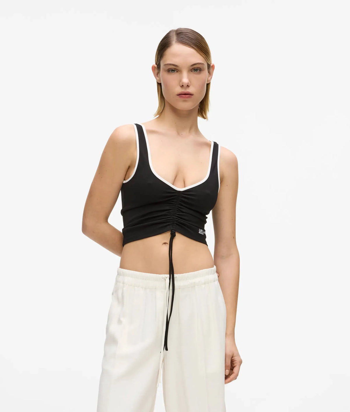 V-neck ruched tank top