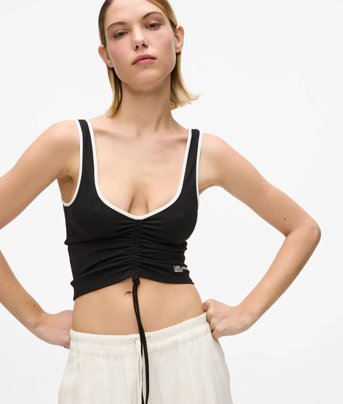 V-neck ruched tank top