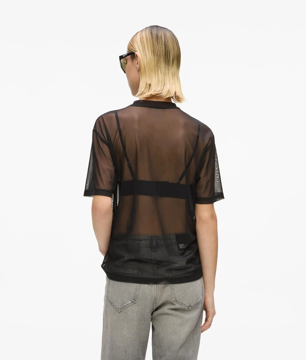 Mesh tie detail T-shirt