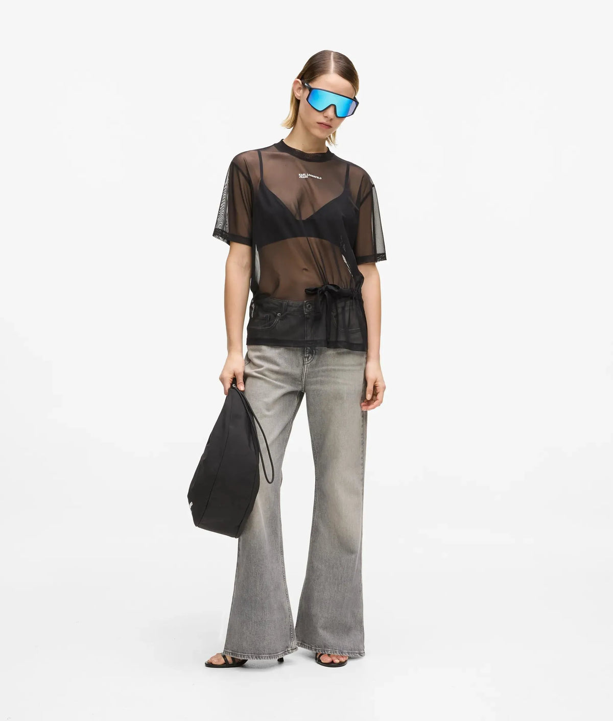 Mesh tie detail T-shirt