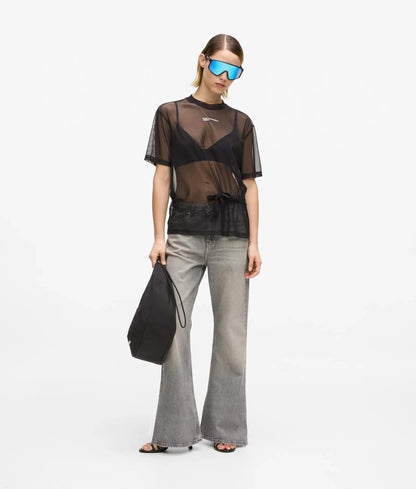 Mesh tie detail T-shirt