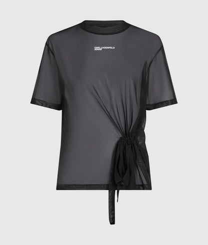 Mesh tie detail T-shirt