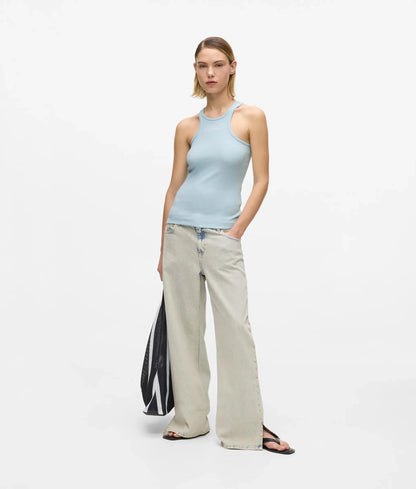 Ribbed logo tank top