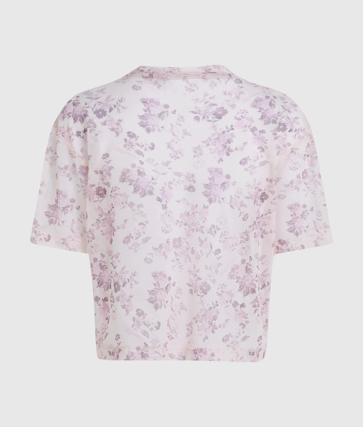 Short-sleeved floral mesh T-shirt