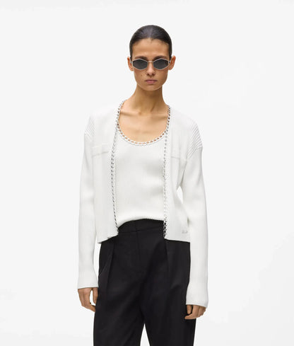 Chain detail knit cardigan
