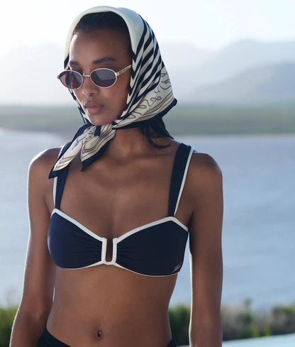 Signature piped bandeau bikini top