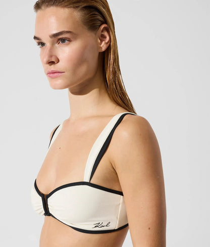 Signature piped bandeau bikini top