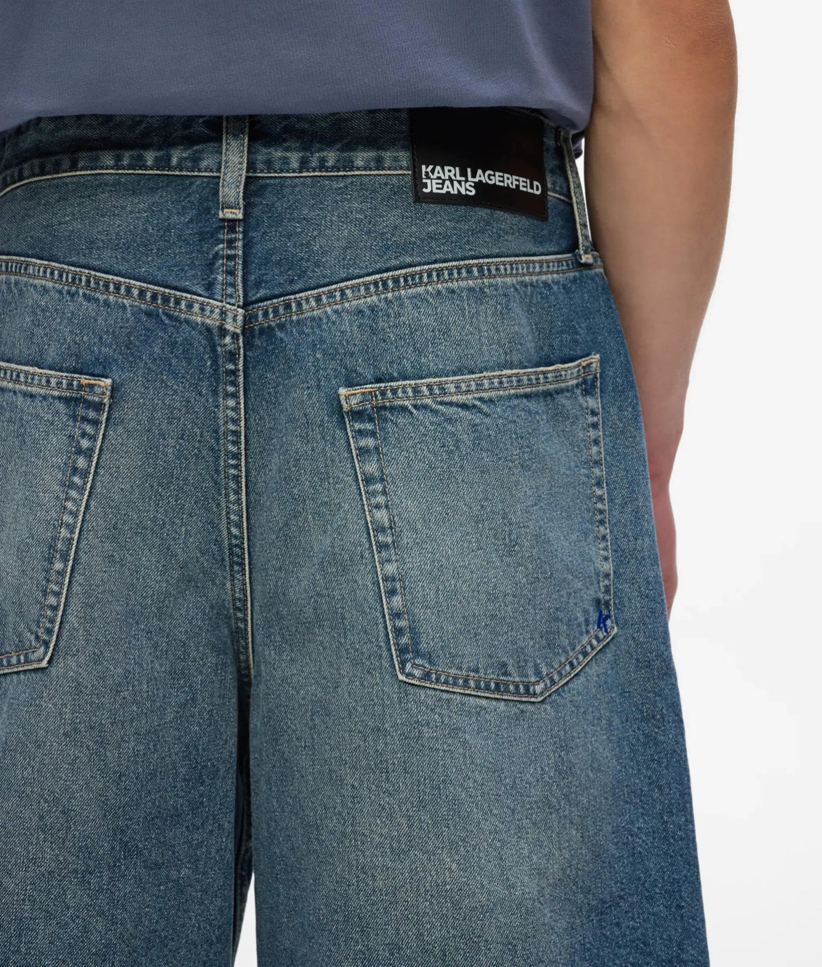 Baggy washed denim shorts