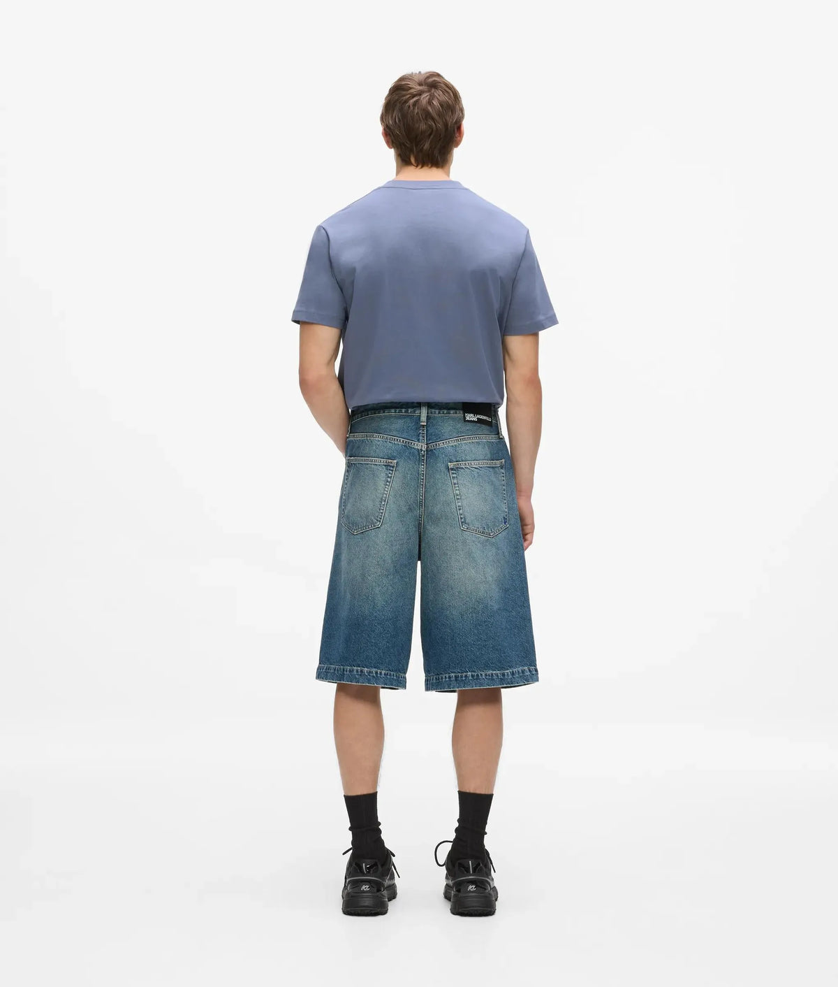 Baggy washed denim shorts