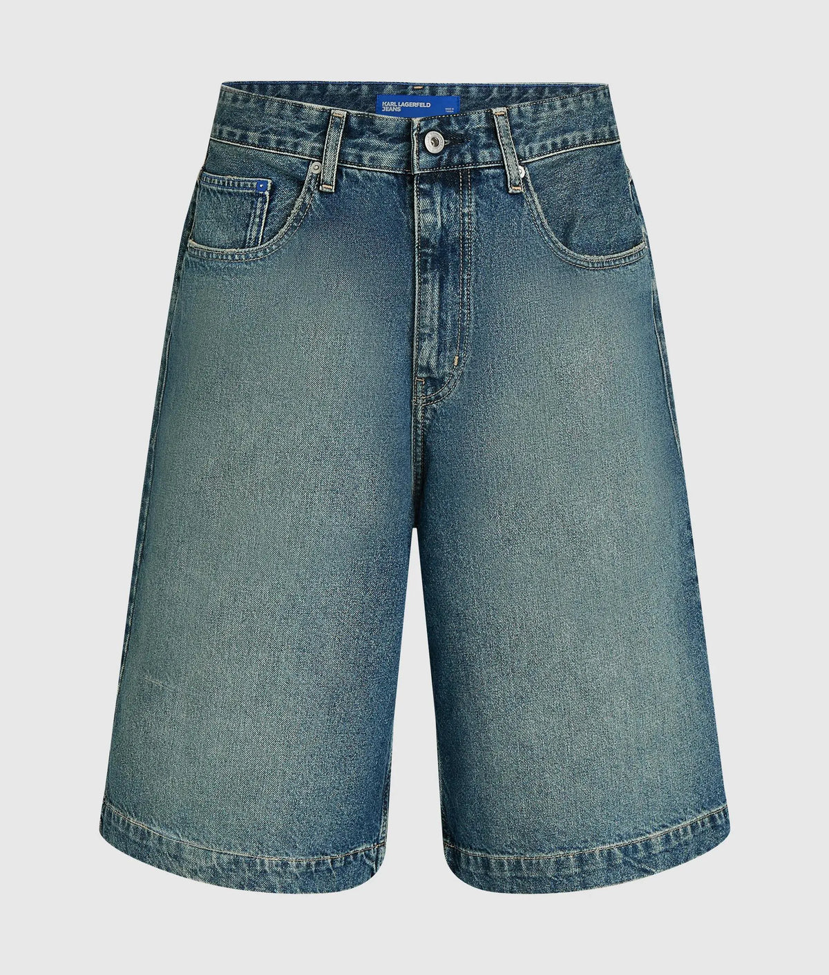 Baggy washed denim shorts