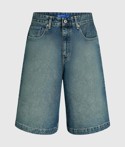 Baggy washed denim shorts