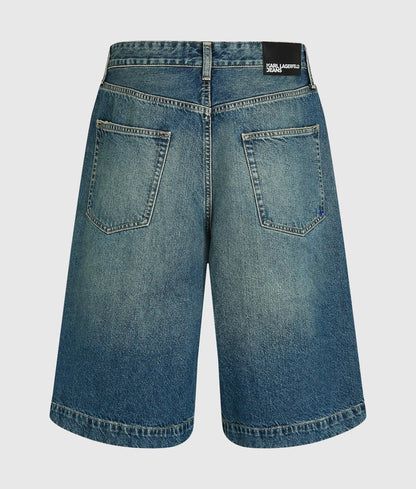 Baggy washed denim shorts