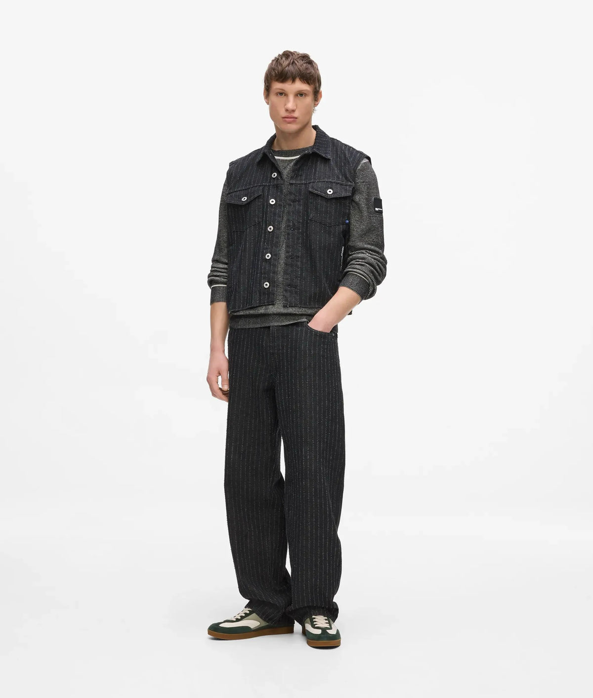Pinstripe relaxed jeans