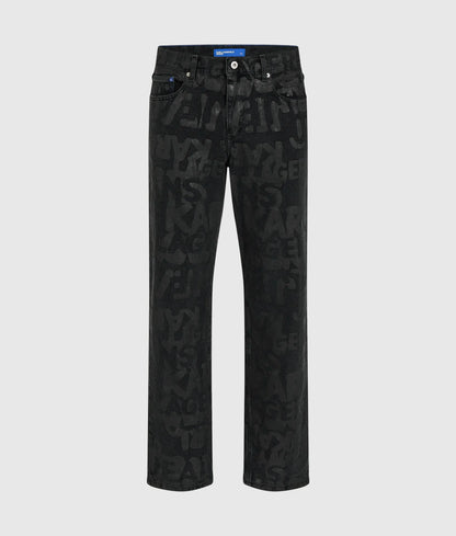 Logo print straight jeans