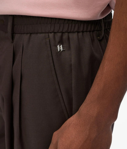 Straight-leg wool‑blend pants