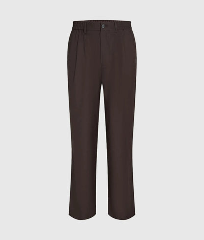 Straight-leg wool‑blend pants