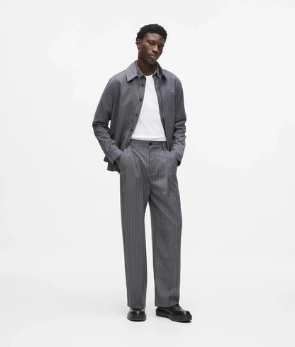 Pinstripe wool‑blend pants