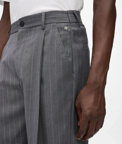 Pinstripe wool‑blend pants