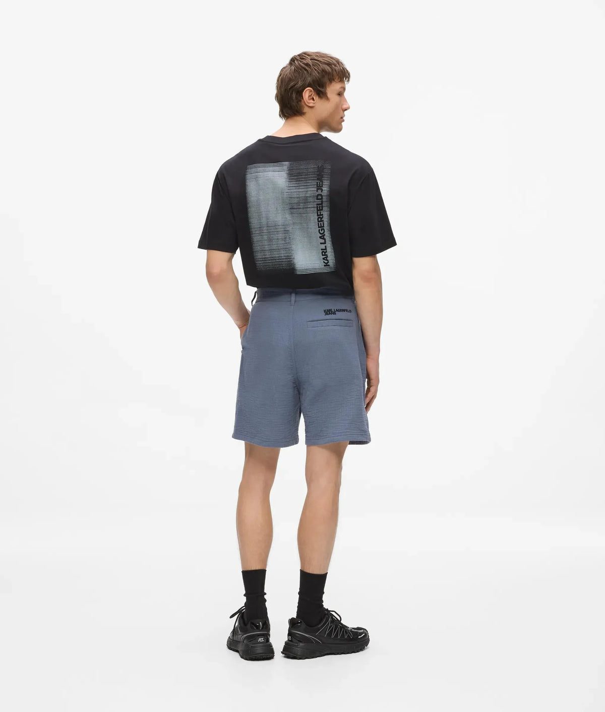 Crinkled cotton shorts