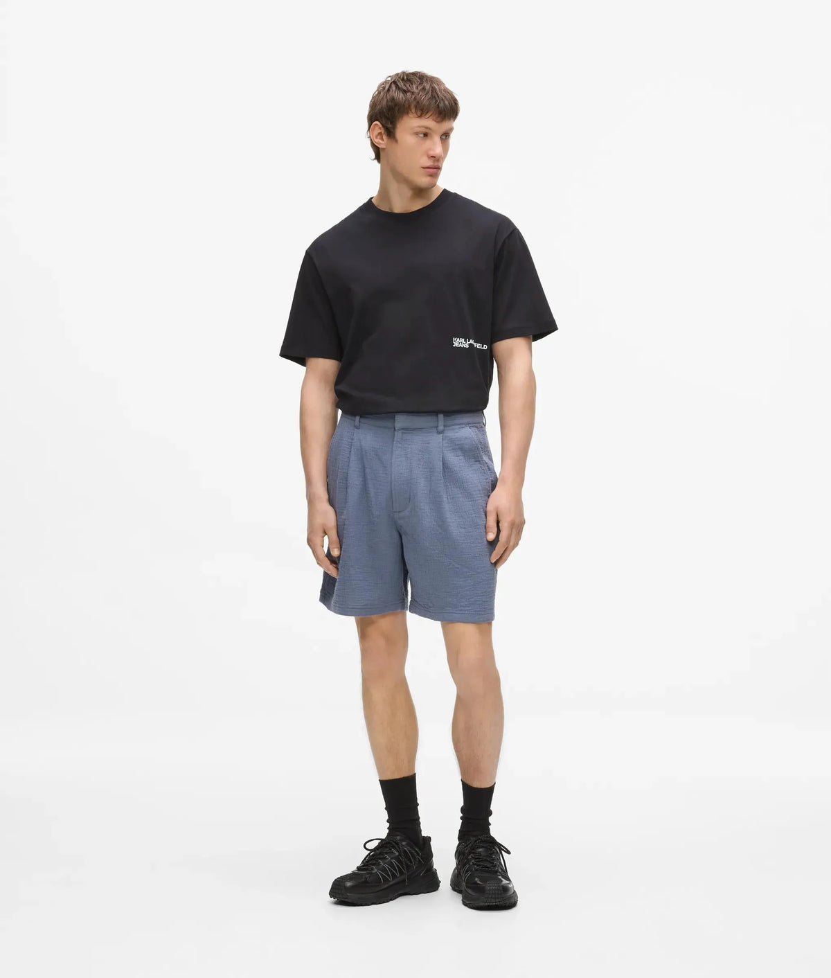 Crinkled cotton shorts