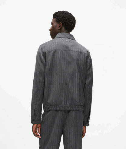 Pinstripe wool‑blend jacket