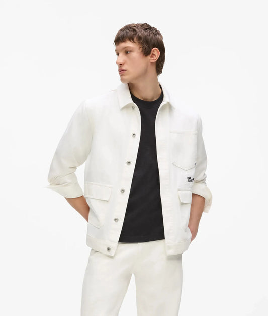 Utility white denim jacket