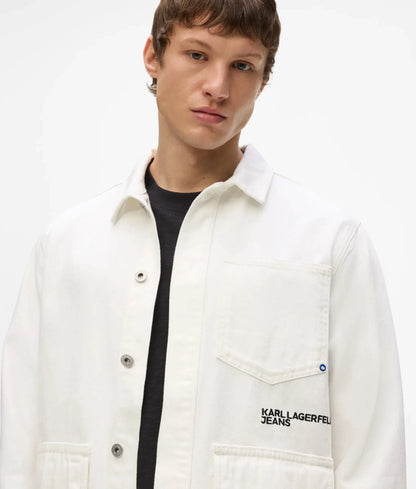 Utility white denim jacket