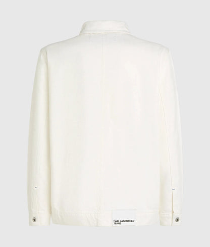 Utility white denim jacket