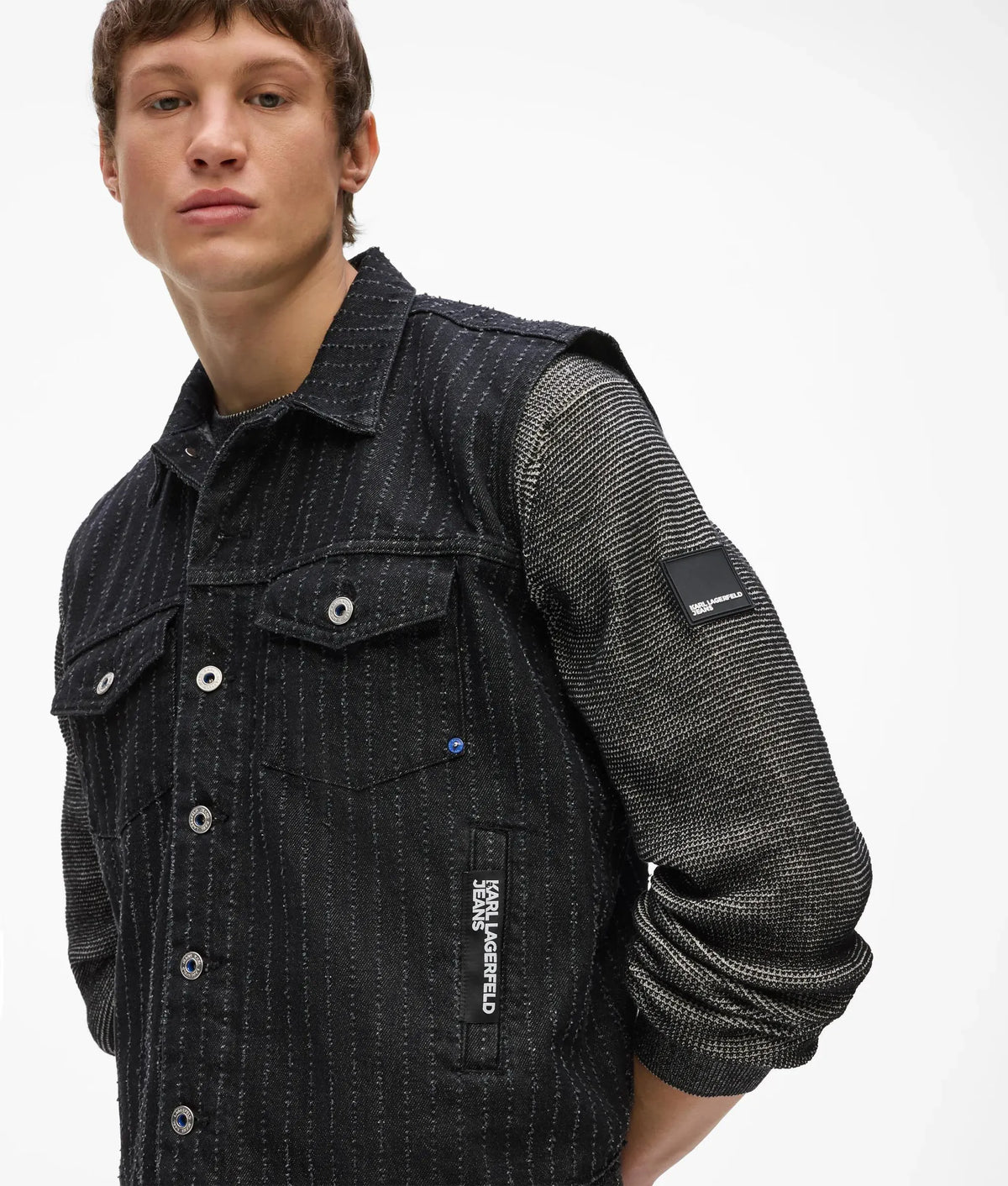 Pinstripe denim vest