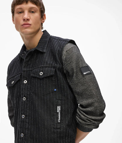Pinstripe denim vest