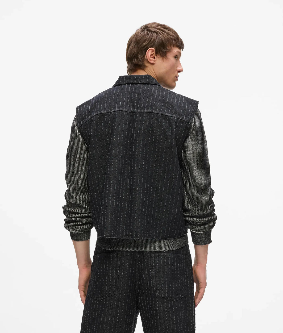 Pinstripe denim vest