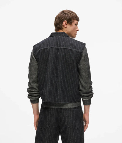 Pinstripe denim vest