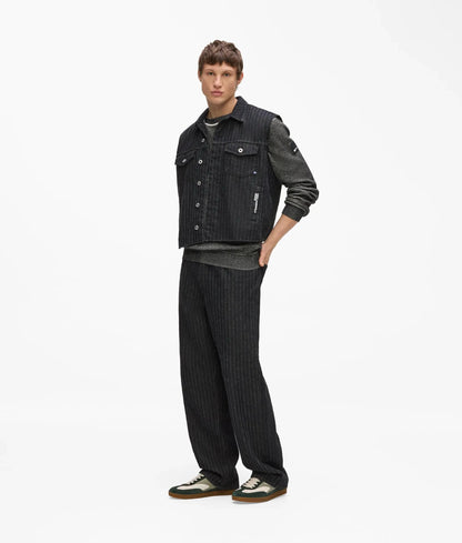 Pinstripe denim vest