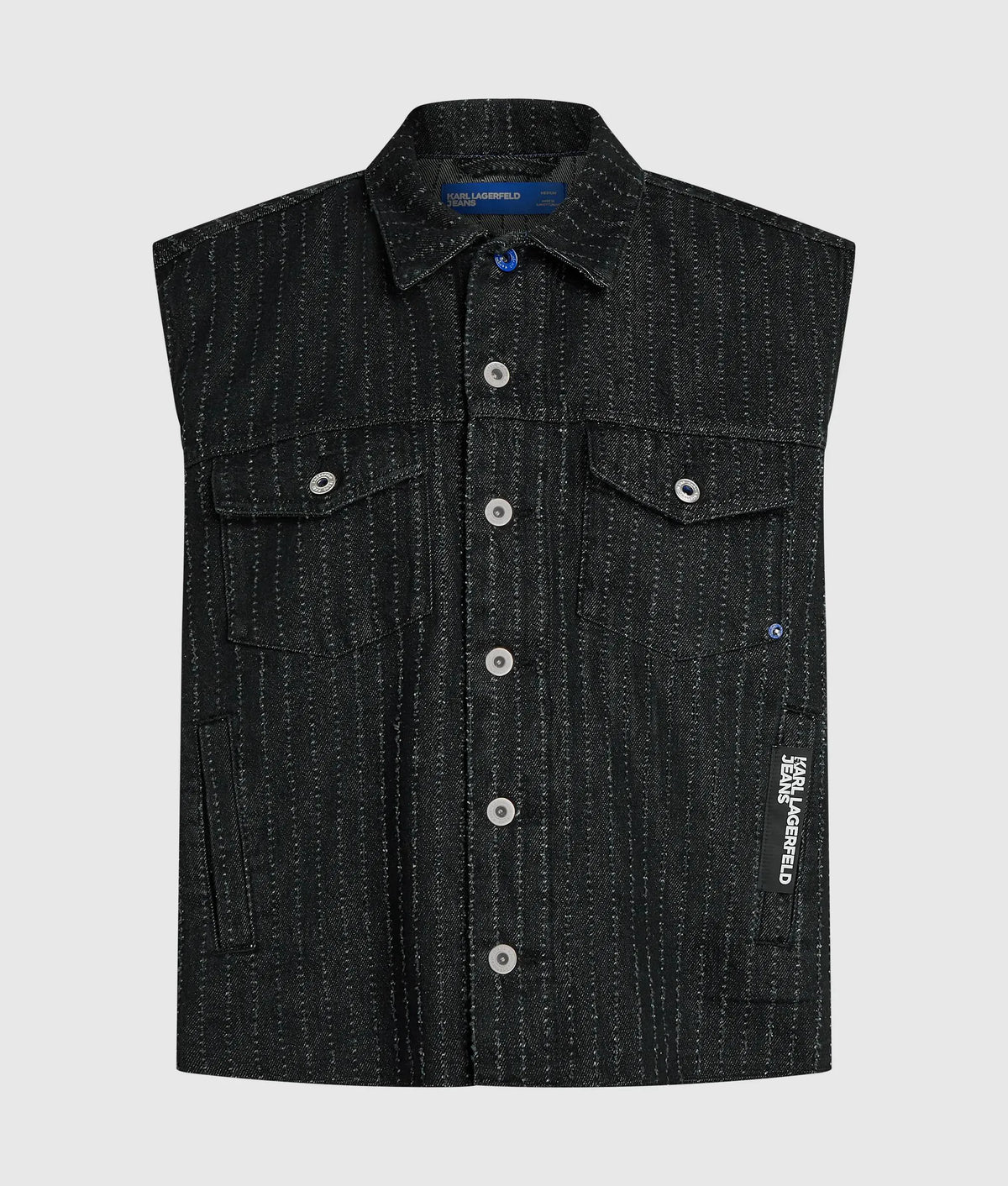 Pinstripe denim vest