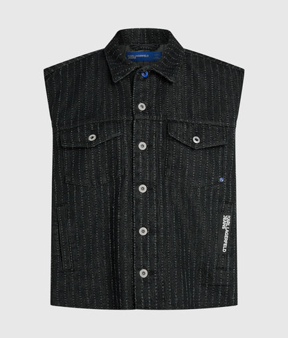 Pinstripe denim vest