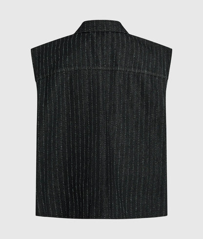 Pinstripe denim vest